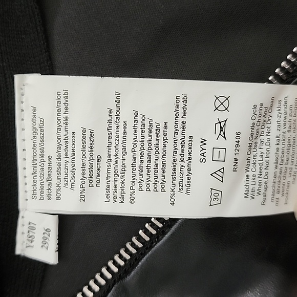 VENUS Black Cowl Neck Long Sleeve Sweater Dress Faux Leather Large - Picture 8 of 9